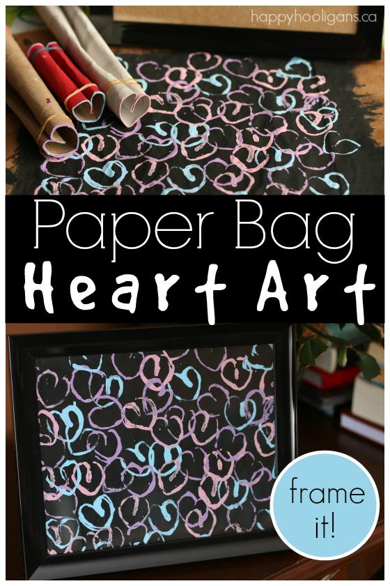 Framed Heart Art on a paper bag canvas