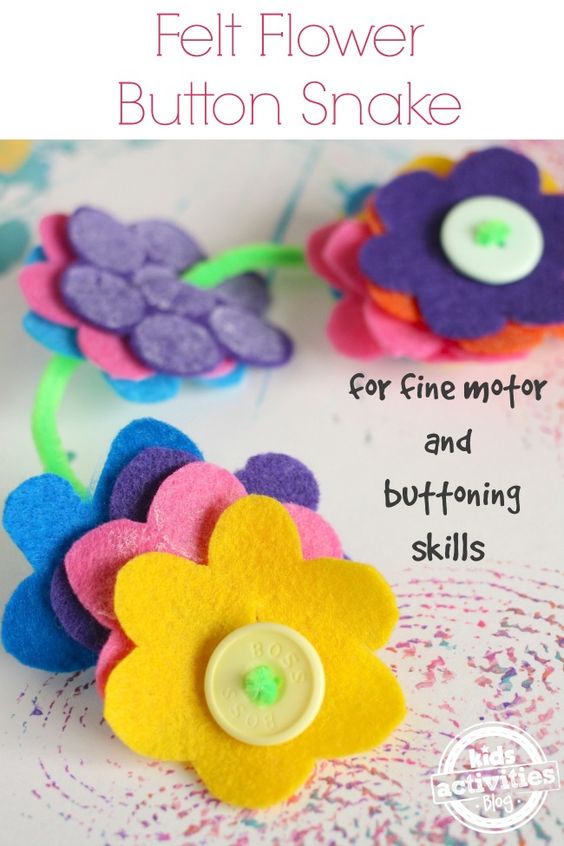 felt flower button snake