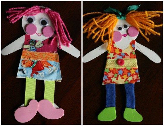 2 homemade paper dolls