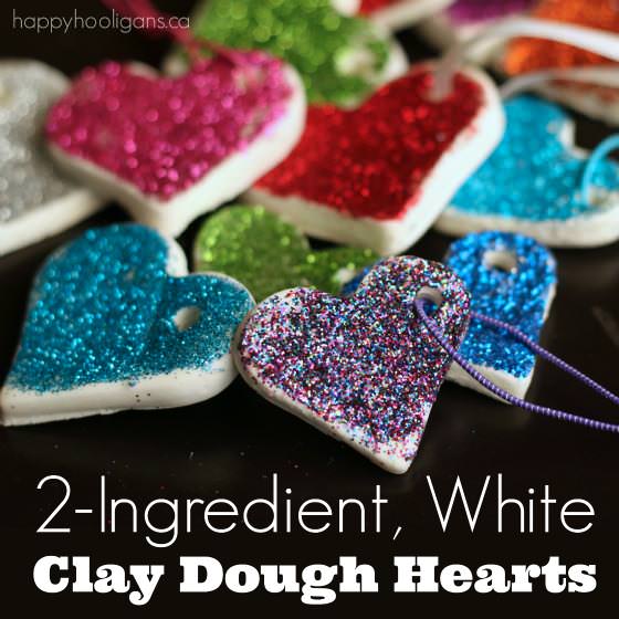 2-ingredient, white clay dough hearts - Happy Hooligans