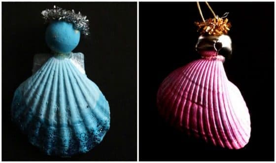 2 seashell angel ornaments - kids