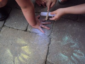 Chalk Dusting - a simple outdoor play activity