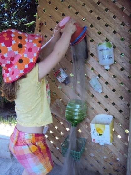 homemade sand wall for a fun sand box activity