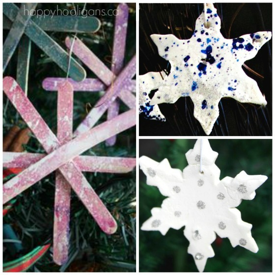 3 homemade snowflake ornaments