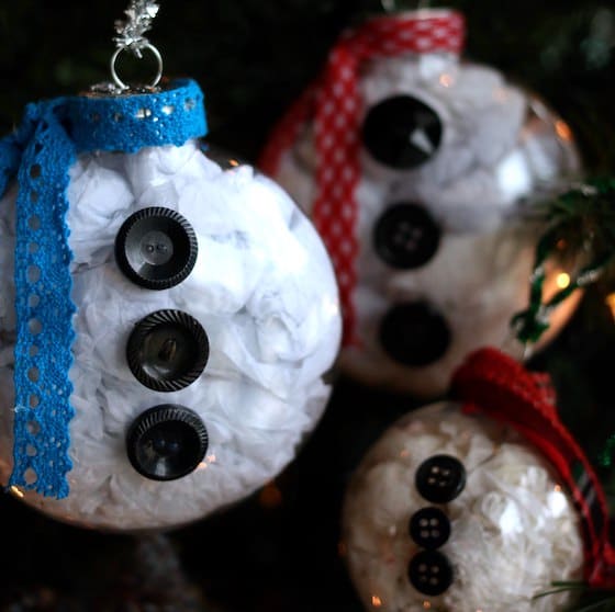 Square image snowman belly ornaments