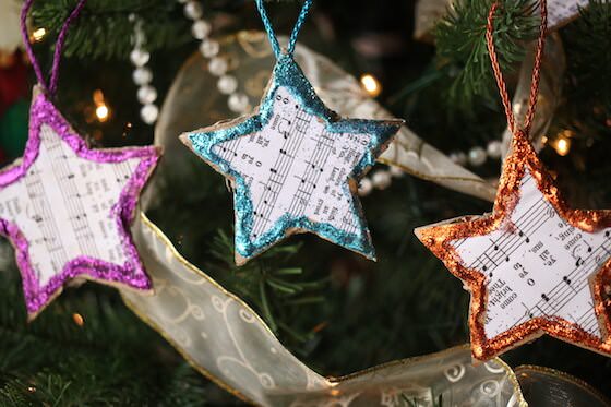 3 easy homemade sheet music ornaments