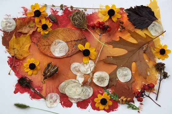 finished fall collage made by toddlers 