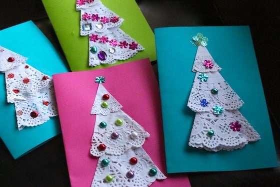 4 doily christmas cards