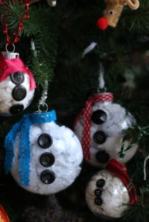 4 snowman body ornaments