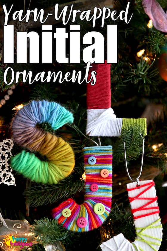 Yarn-Wrapped Initial Ornaments for Kids to Make 