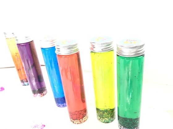 6 bright glitter bottles