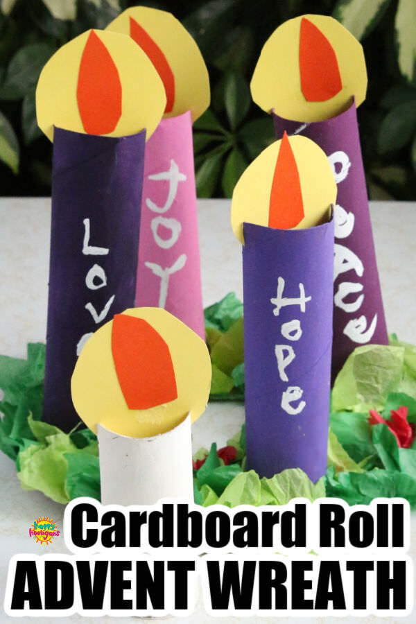 cardboard roll advent wreath craft for kids 