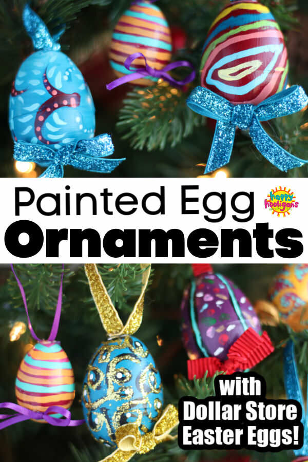 Painted Plastic Egg Christmas Ornaments 