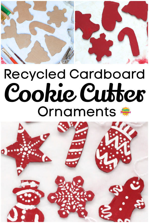 Red and White Painted Cardboard Cookie Cutter Christmas Ornaments