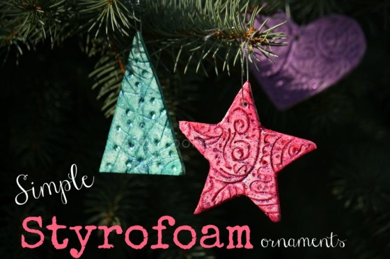 styrofoam star, tree and heart ornametns