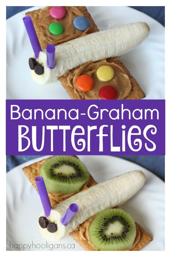 Banana Graham Butterflies - a healthy snack for toddlers and preschoolers