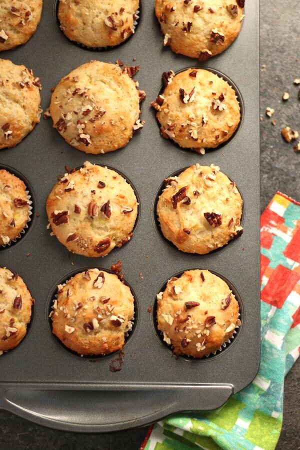 Vertical Banana Mayo Muffins in Pan
