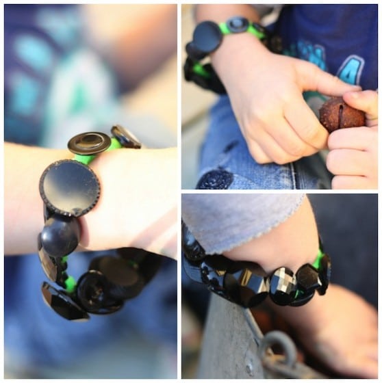 black and green button bracelet