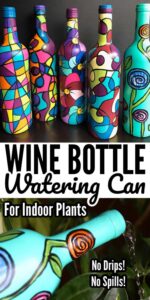 Painted Wine Bottle Indoor Watering