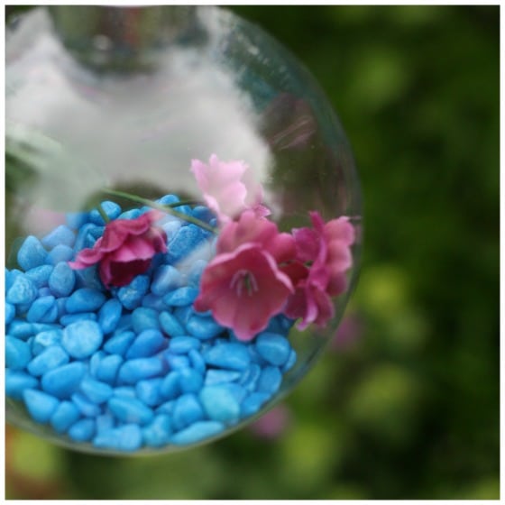 blue aquarium rocks in plastic ornament