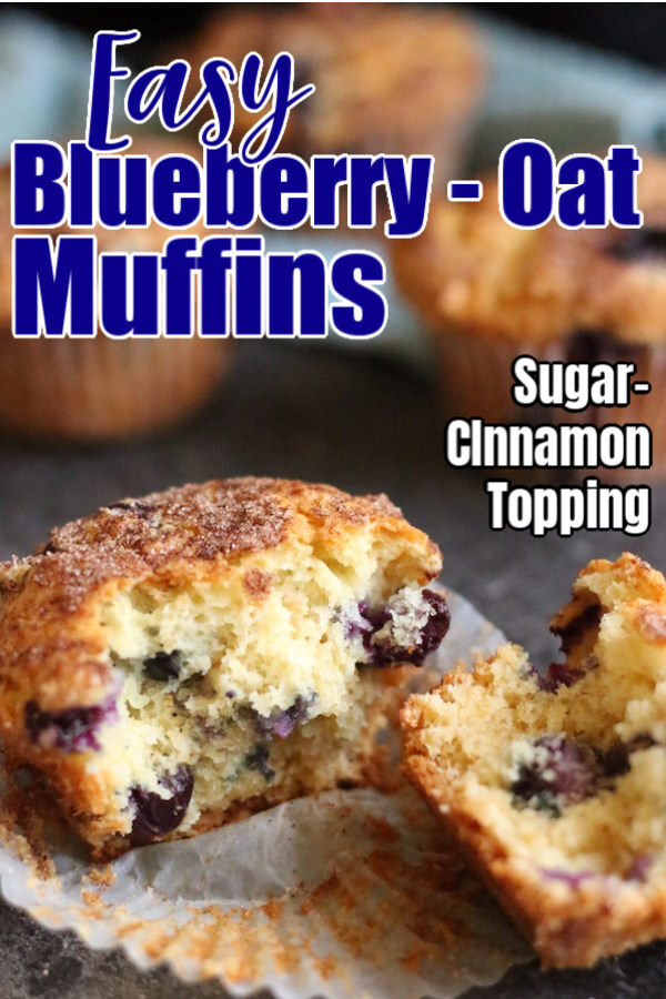 Easy Blueberry Oatmeal Muffins - pin image
