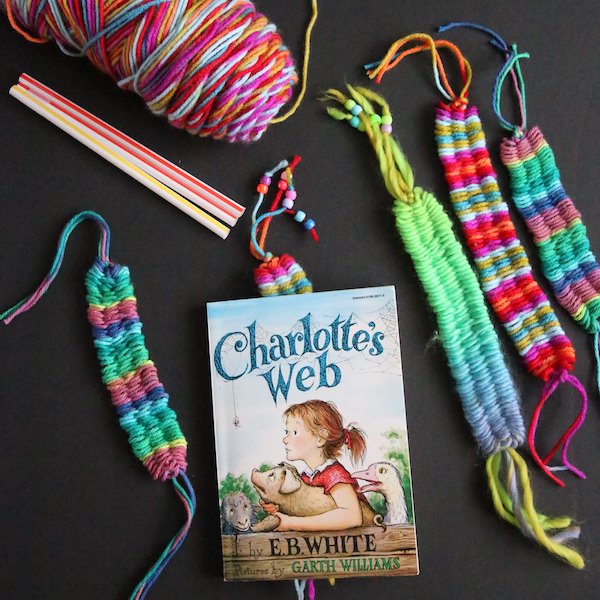 bookmark, headbands and bracelets woven on straws