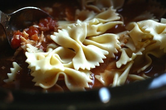 bowtie pasta in soup