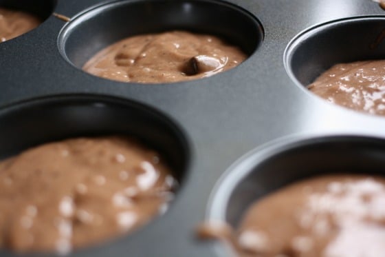 brownie and cake mix in muffin tin