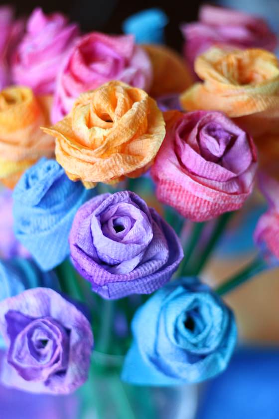 Easy Rose Craft - paper towel rose craft