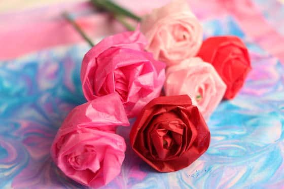 Bunch of tissue paper roses