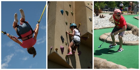 bungee-trampoline rock-wall mini-golf at Sherkston Shores Beach Resort