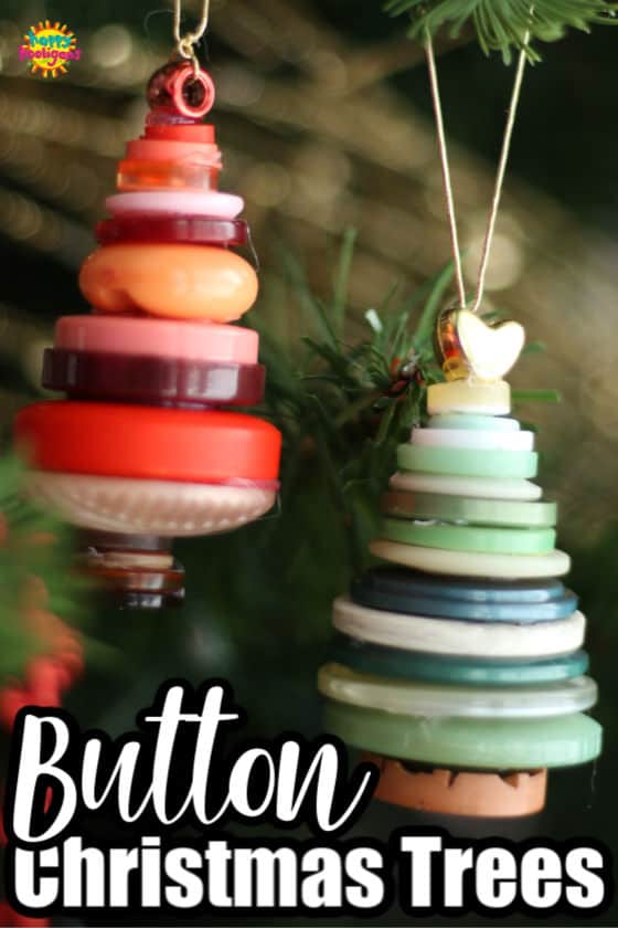 Button Christmas Tree Ornaments made with a glue gun