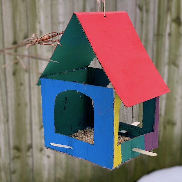 cardboard birdfeeder square