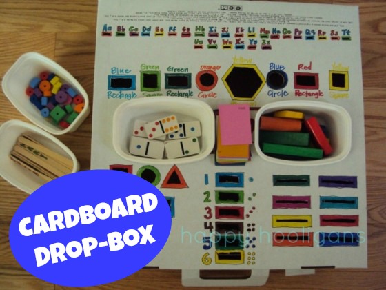 homemade fine motor drop box activity for kids