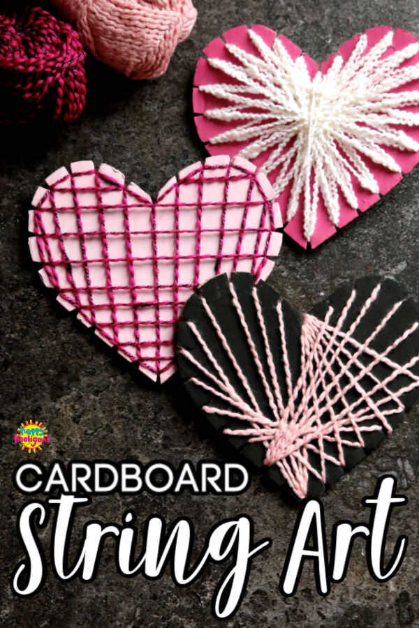 Cardboard Heart String Art - Pinnable Image
