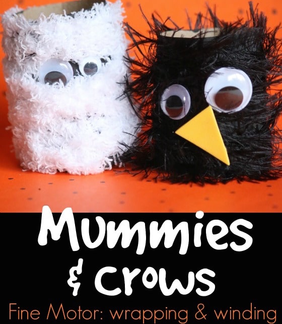 Cardboard Roll Mummies and Crows - an easy Halloween craft for kids - Happy Hooligans 