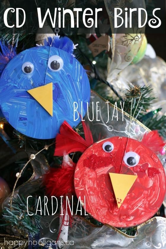 CD winter bird craft for toddlers and preschoolers - Happy Hooligans