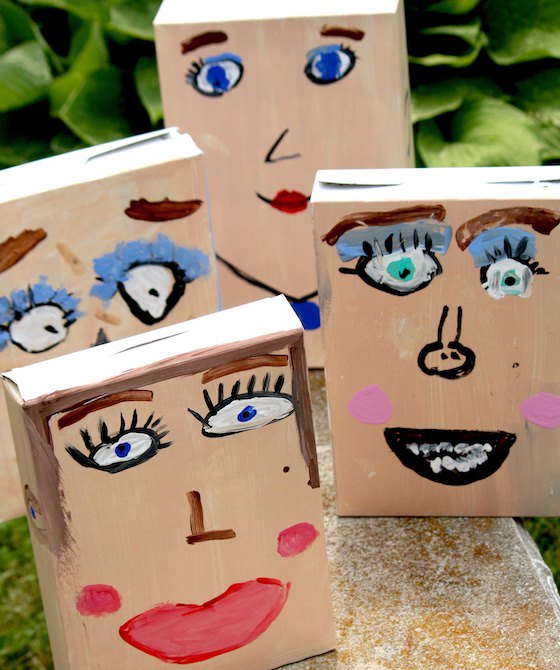 cereal box self portraits outside