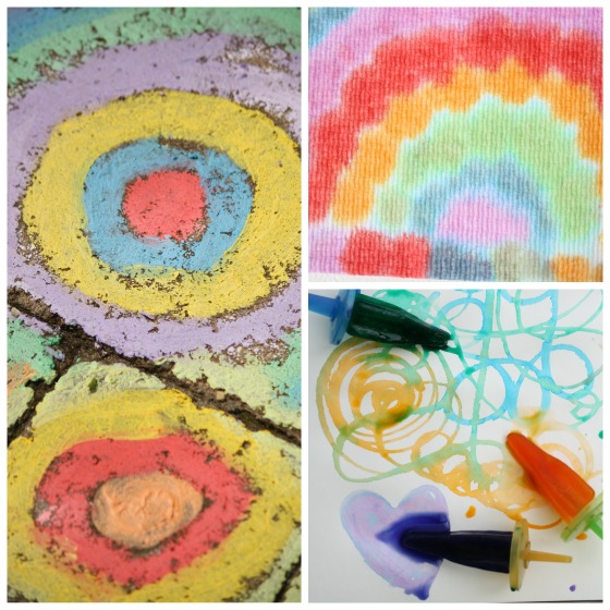 chalk art, ice art and drip art for toddlers