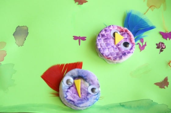 chick craft made with coloured cotton make up pads