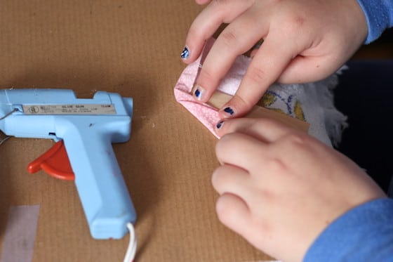 child gluing nativity mary craft