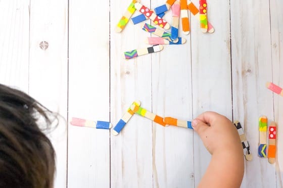 craft stick dominoes with washi tape