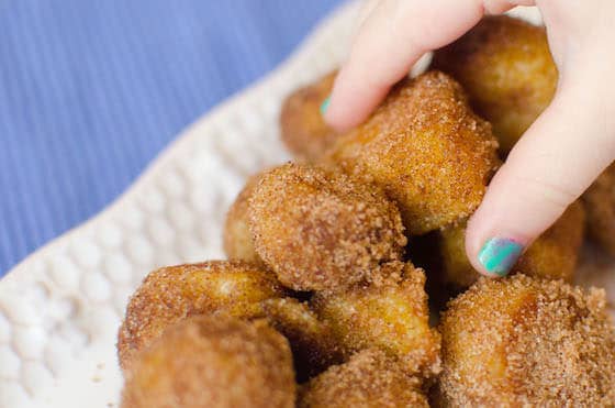 child's hand french toast nugget