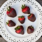 chocolate dipped strawberries on a plate