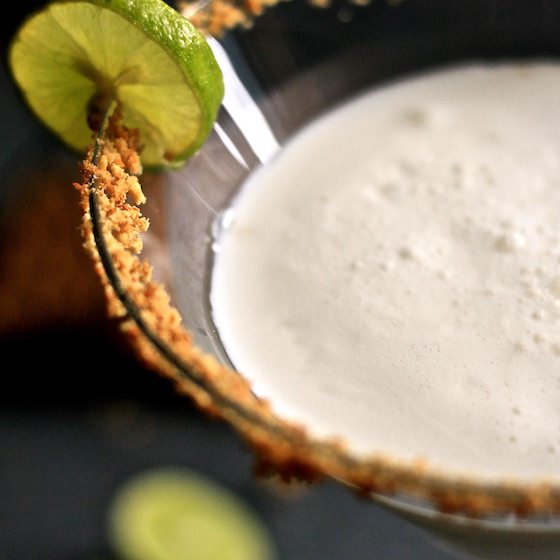 Close Up Key Lime Martini with Lime Garnish