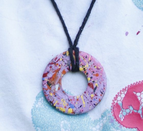 close up painted washer necklace