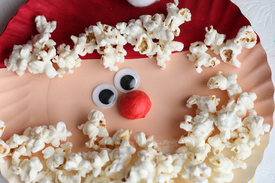 Horizontal closeup popcorn santa craft