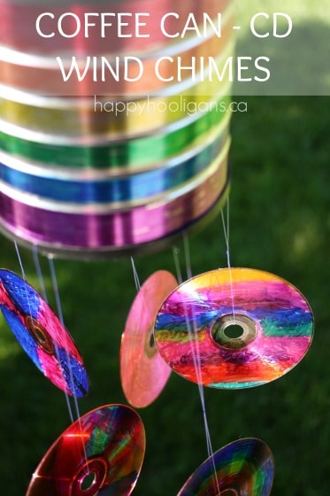 coffee can cd with CDs hanging for Father's Day Wind Chime