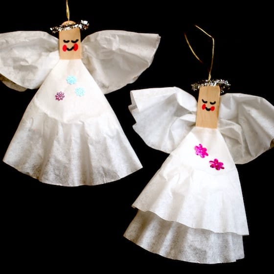 coffee filter angels black background