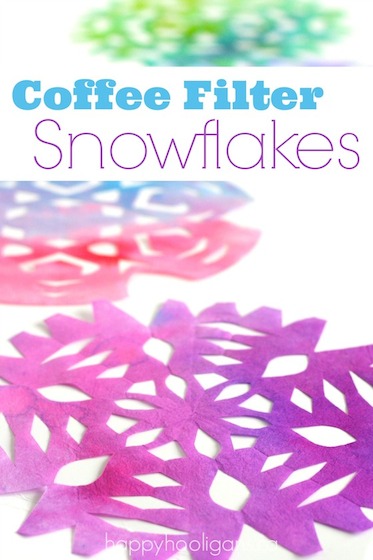 coloured coffee filter snowflakes 